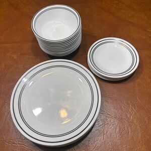 Corelle by Corning “Classic Cafe” black on white dinner set